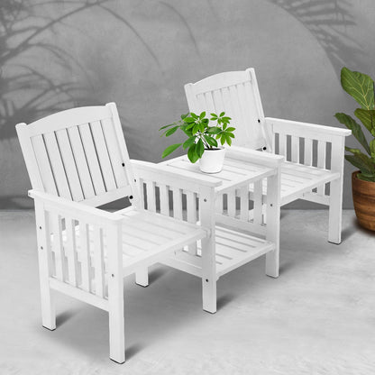 Modern Rustic 2‑Seater Garden Bench with Table | Handcrafted Fir Wood Outdoor Tête‑à‑Tête Set 🌞🪑