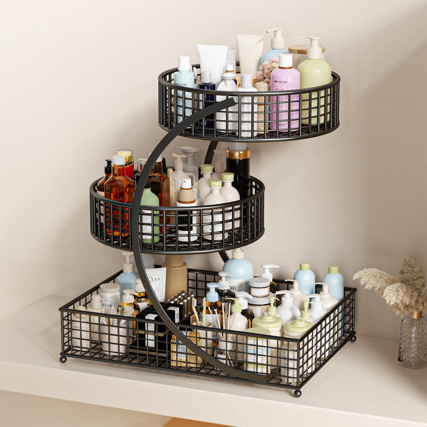 3-Tier Round Metal Storage Rack | Cozy Complete Homes