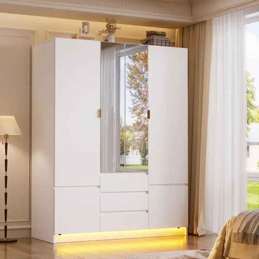 Large Bedroom Armoire with LED Lighting | Cozy Complete Homes