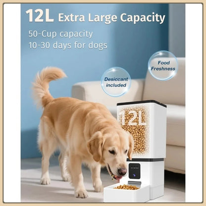 Smart Dog Feeder with 1080P Camera, 12L Auto Dispenser & Night Vision | Cozy Complete Homes