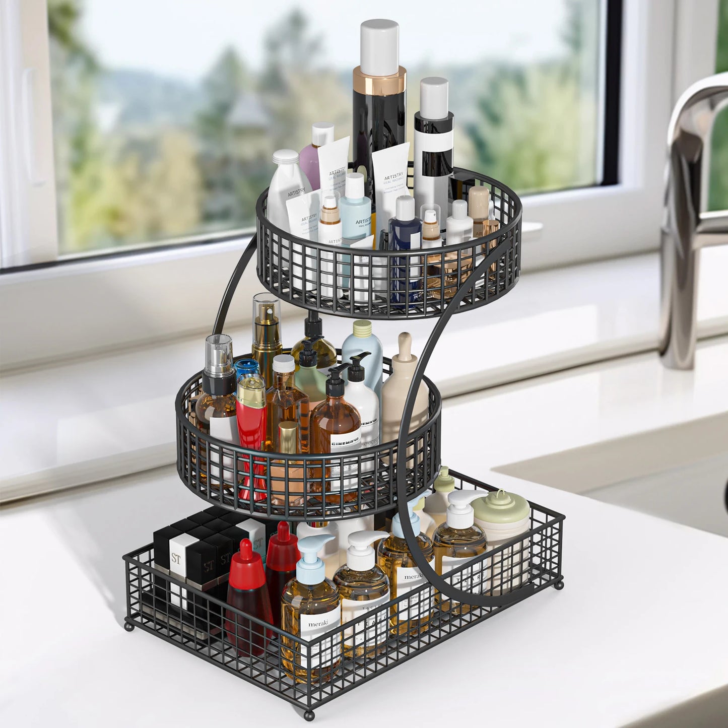 3-Tier Round Metal Storage Rack | Cozy Complete Homes