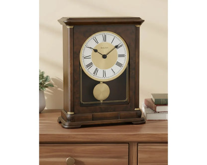 Classic Walnut Mantel Clock - Silent Movement | Cozy Complete Homes