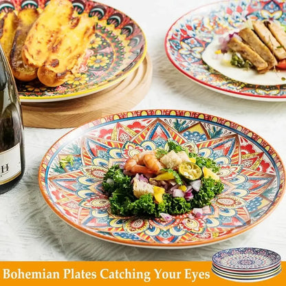 Bohemian Dinner Plates Set of 6 | Cozy Complete Homes