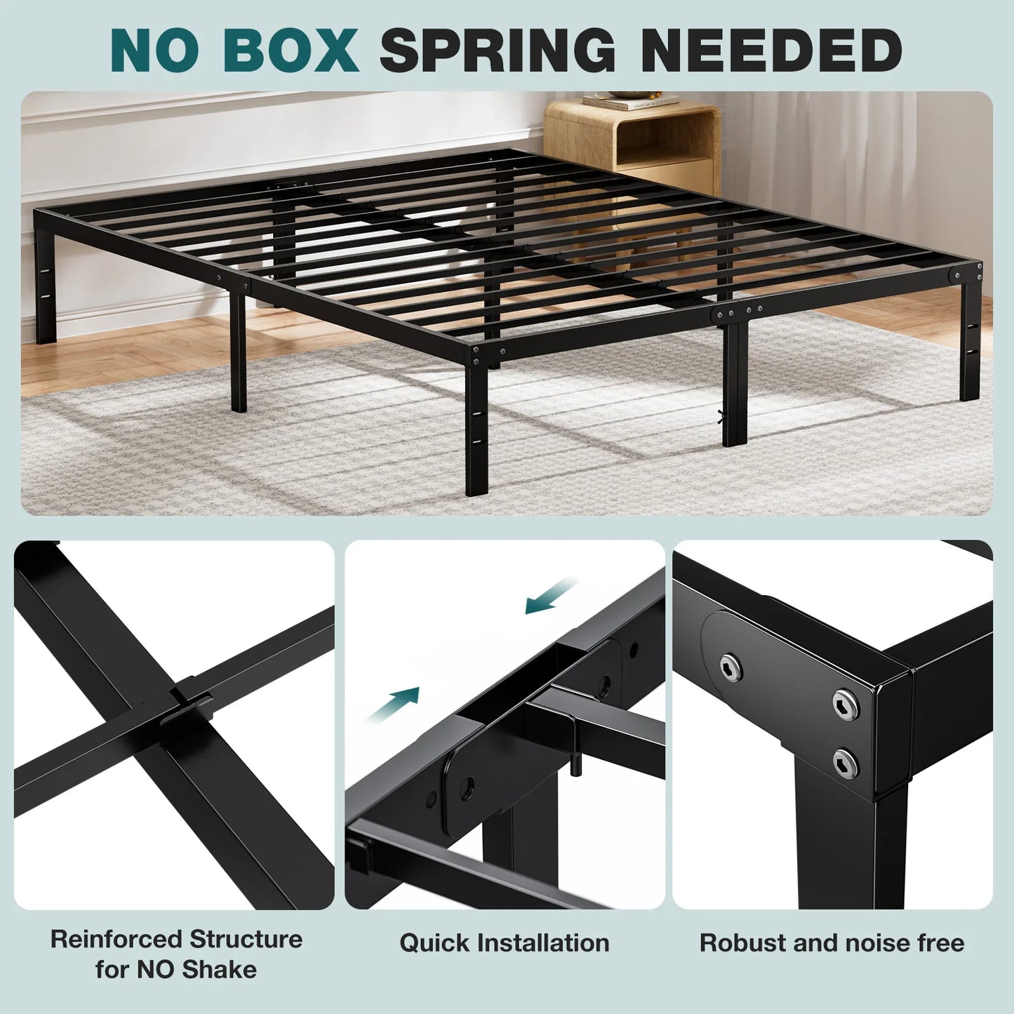 Metal Platform Bed Frame (Twin/Full/Queen/King) | Cozy Complete Homes