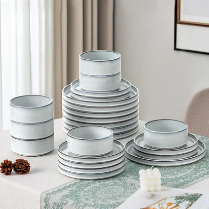 24 Piece Stoneware Tableware Dishes Set | Cozy Complete Homes