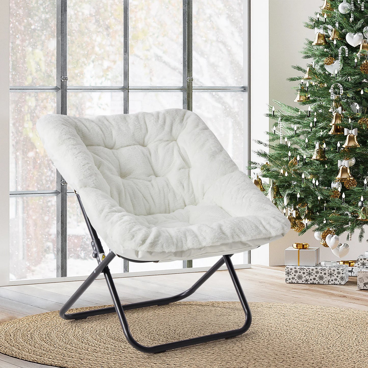 Plush Folding Saucer Chair - Moon Chair | Cozy Complete Homes