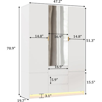 Large Bedroom Armoire with LED Lighting | Cozy Complete Homes
