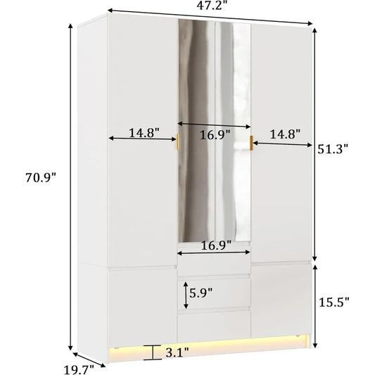 Large Bedroom Armoire with LED Lighting | Cozy Complete Homes