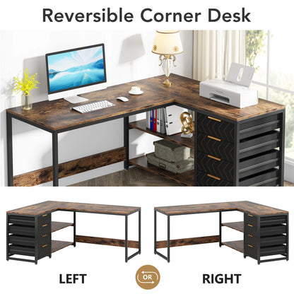 L-Shaped Computer Desk with Storage Drawers | Cozy Complete Homes