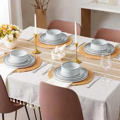 24 Piece Stoneware Tableware Dishes Set | Cozy Complete Homes