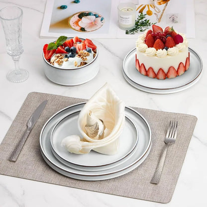 24 Piece Stoneware Tableware Dishes Set | Cozy Complete Homes