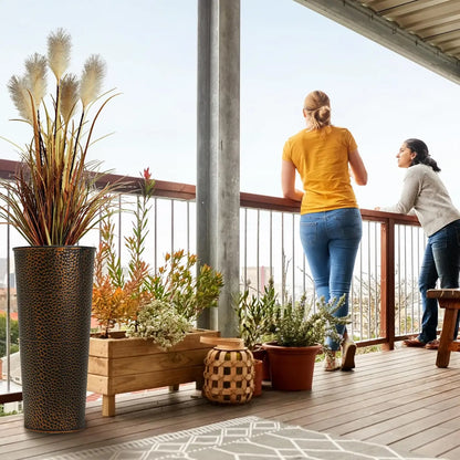 2-Pack 25" H. Metal Planter with 2X Inside Pots | Cozy Complete Homes