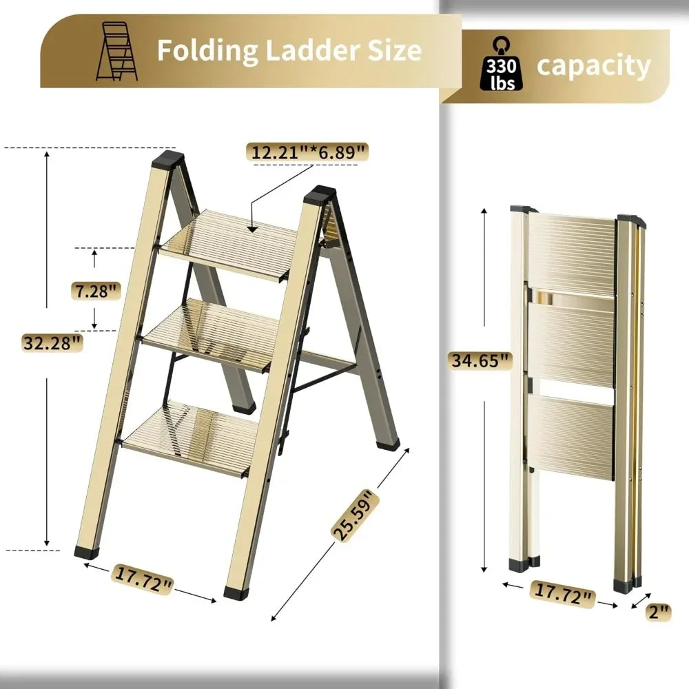 Customizable-3 Step Lightweight Folding Ladder | Cozy Complete Homes