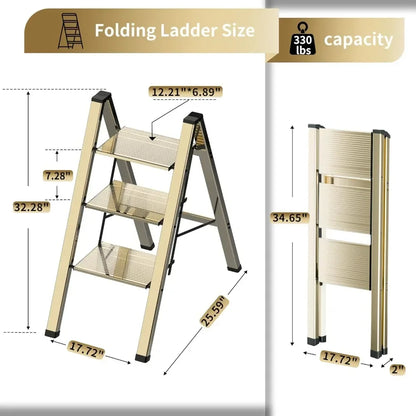 Customizable-3 Step Lightweight Folding Ladder | Cozy Complete Homes