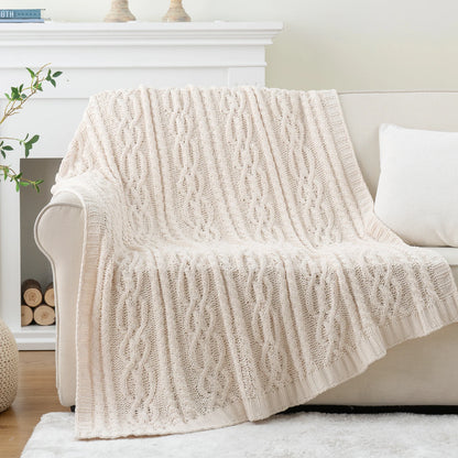 Chunky Chenille Hand-Knitting Blanket Kit - No-Needle DIY Luxury