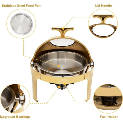 Round Chafing Dish Buffet Set 6.3 QT | Cozy Complete Homes