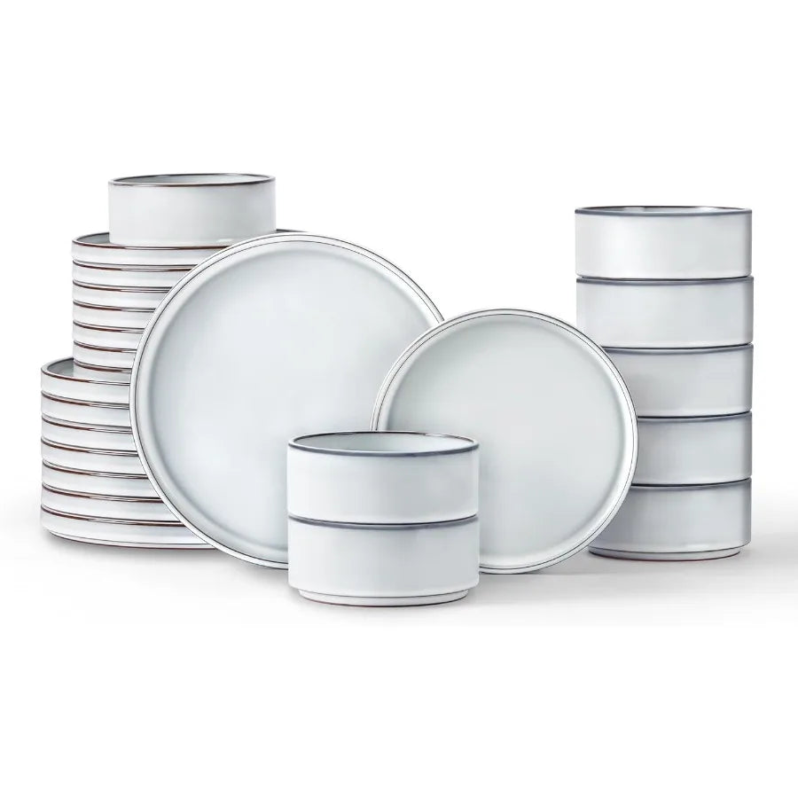 24 Piece Stoneware Tableware Dishes Set | Cozy Complete Homes