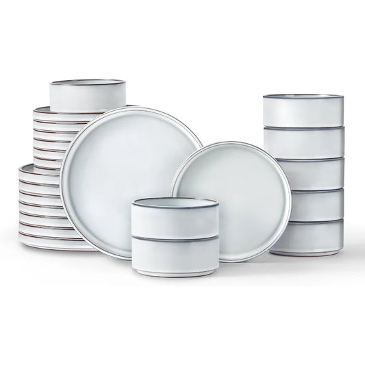 24 Piece Stoneware Tableware Dishes Set | Cozy Complete Homes