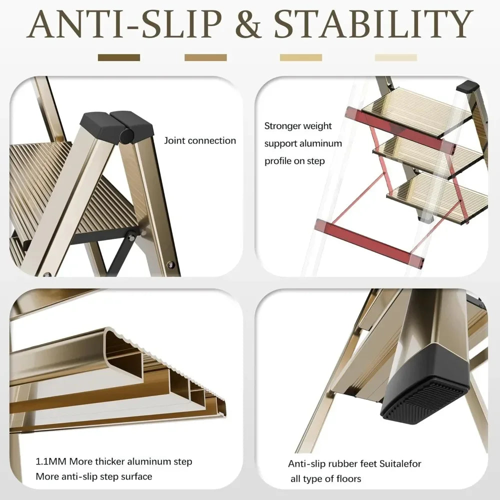 Customizable-3 Step Lightweight Folding Ladder | Cozy Complete Homes