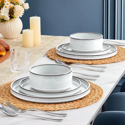 24 Piece Stoneware Tableware Dishes Set | Cozy Complete Homes