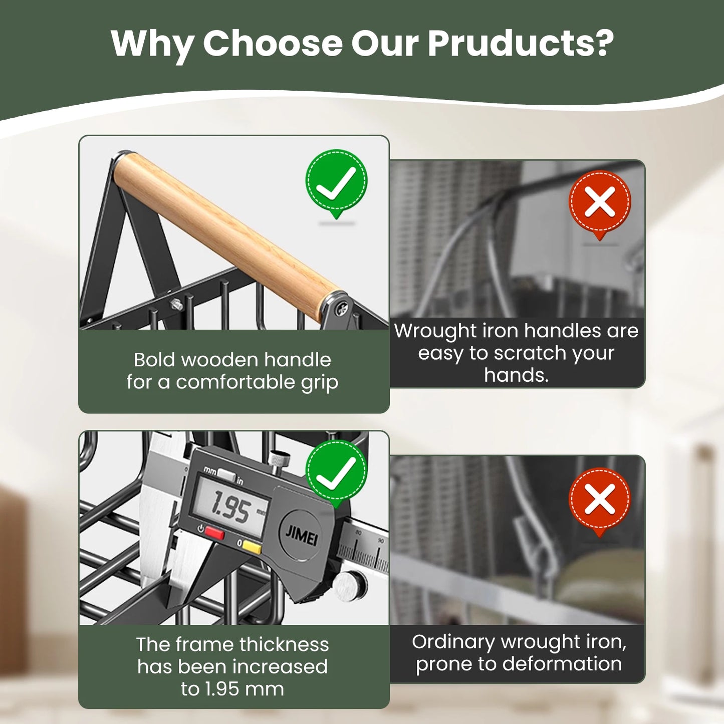 Three-Tier Fruit Basket with Removable Wooden Handle | Cozy Complete Homes