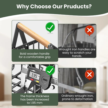 Three-Tier Fruit Basket with Removable Wooden Handle | Cozy Complete Homes