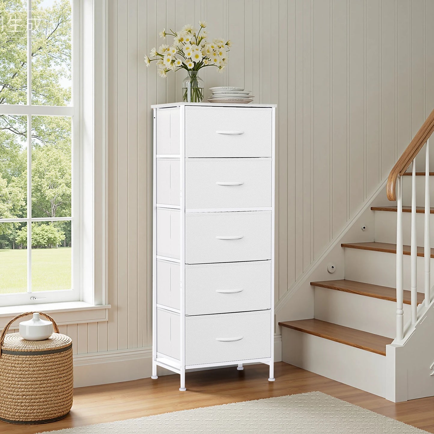 Dresser For Bedroom With 5 Fabric Drawers | Cozy Complete Homes