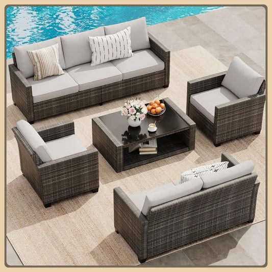 8-Piece Rattan Patio Set | Cozy Complete Homes