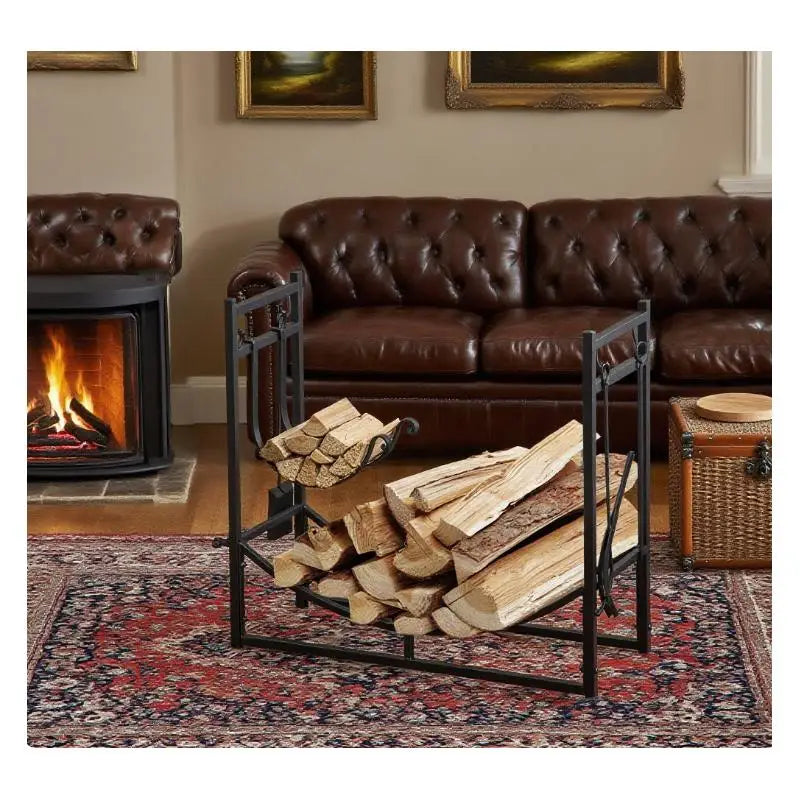 Outdoor Indoor Rack with Fireplace Tools and Firewood Holder | Cozy Complete Homes