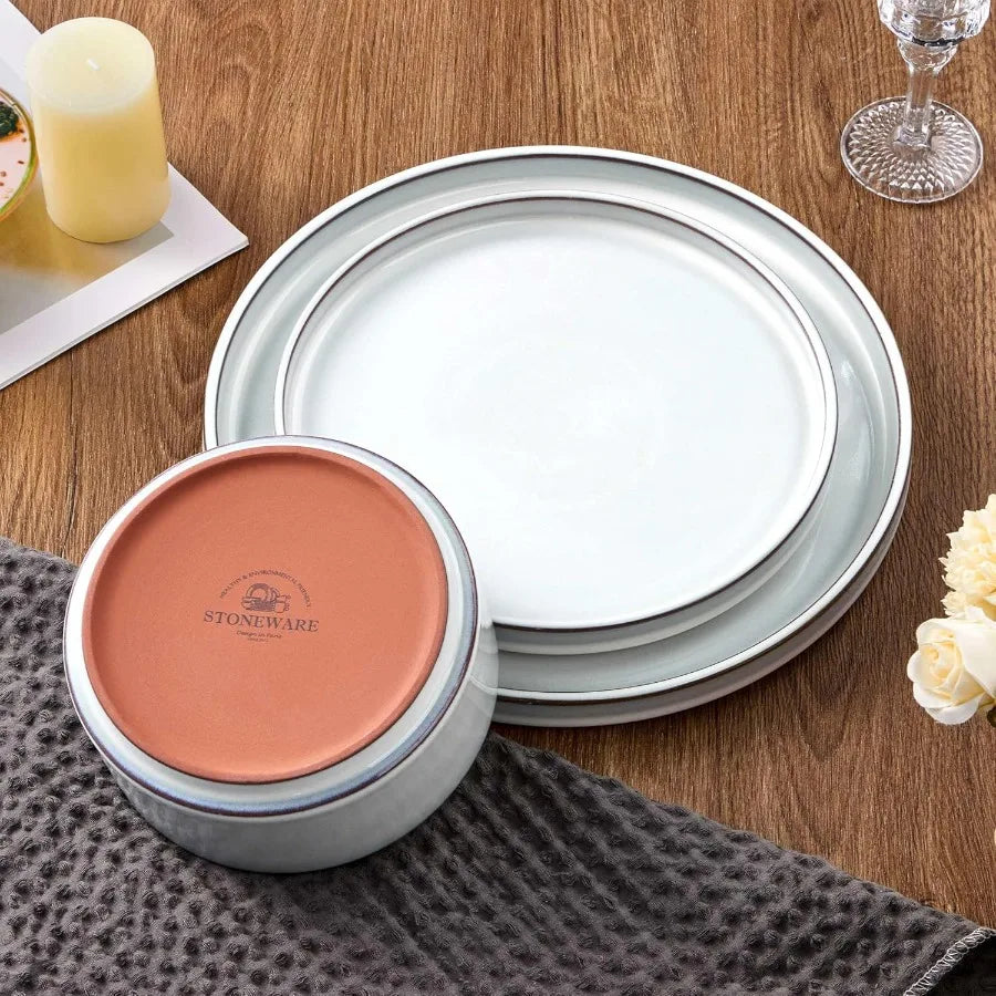 24 Piece Stoneware Tableware Dishes Set | Cozy Complete Homes