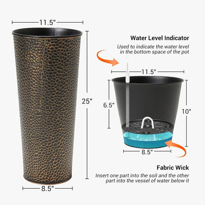 2-Pack 25" H. Metal Planter with 2X Inside Pots | Cozy Complete Homes