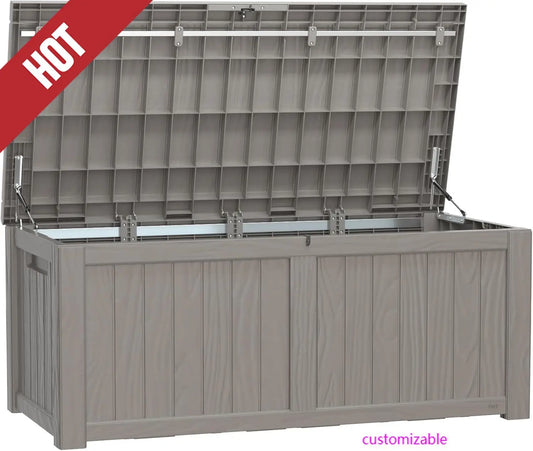 Weatherproof 120-Gallon Garden Deck Box - Lockable Outdoor Storage