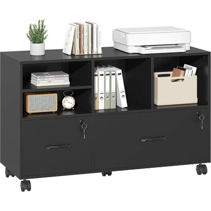 Wooden Lateral File Cabinet with Lock | Cozy Complete Homes
