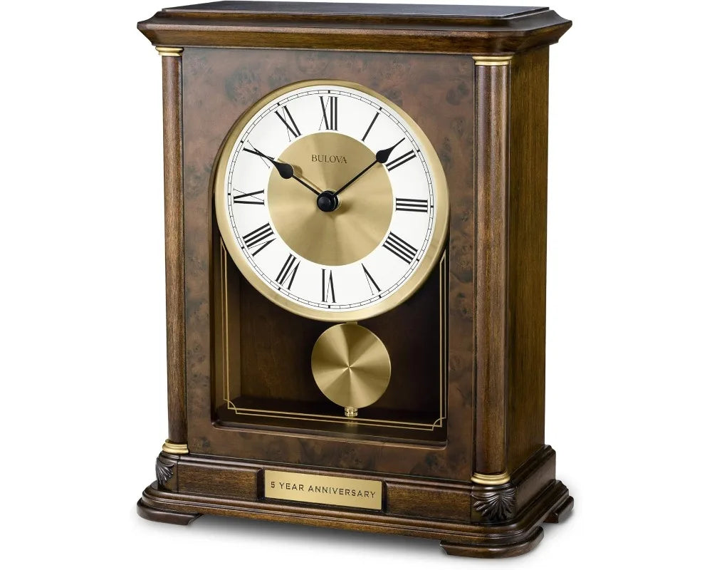 Classic Walnut Mantel Clock - Silent Movement | Cozy Complete Homes