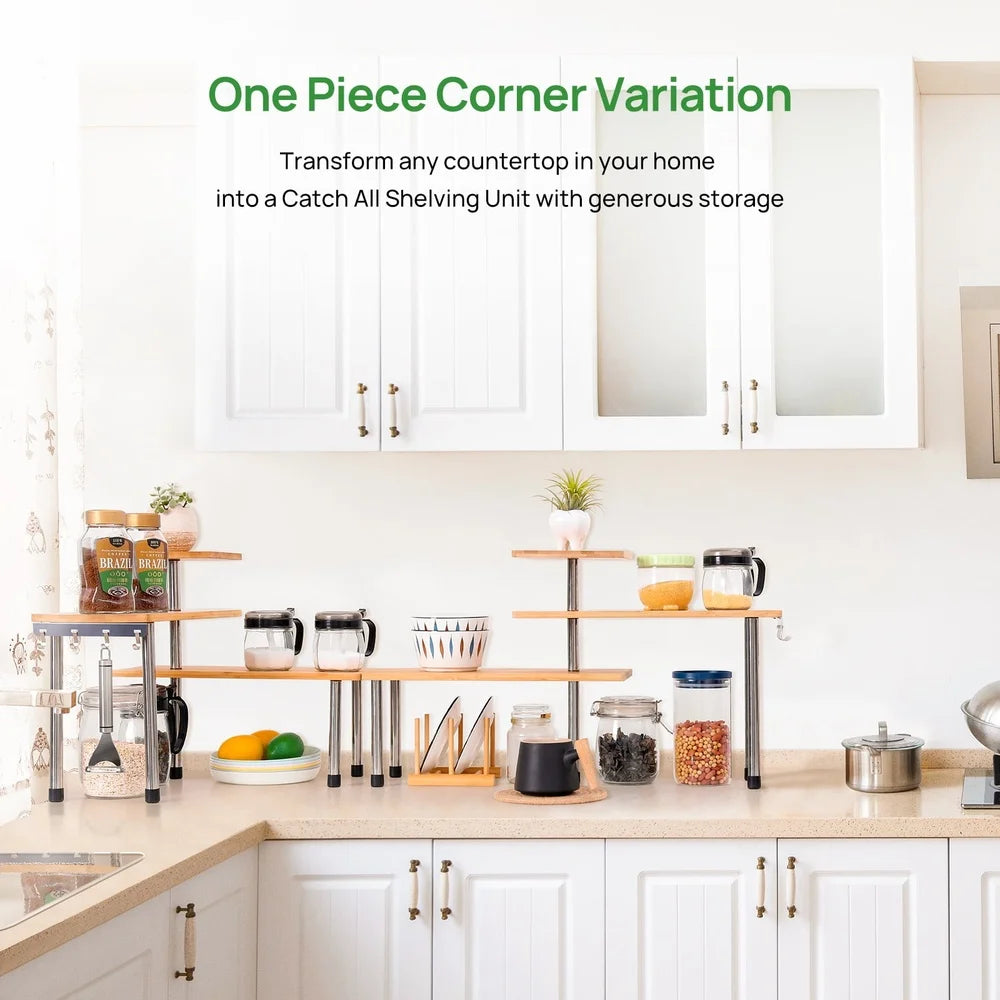 3 Tier Bamboo Kitchen Countertop Organizer | Cozy Complete Homes