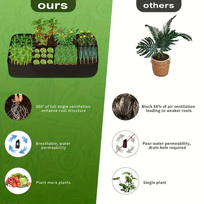 128-Gallon Large Raised Garden Bed - 8-Grid Fabric Grow Bag