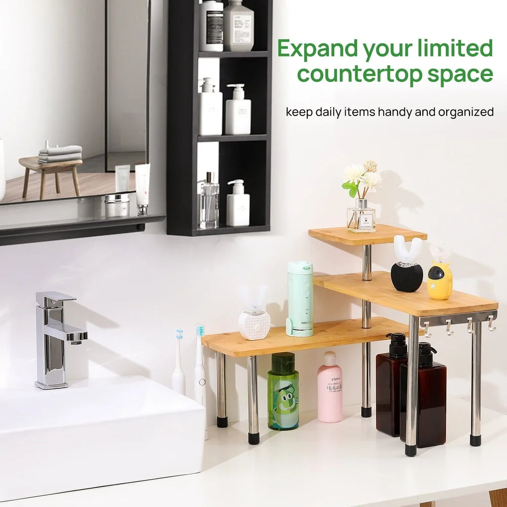 3 Tier Bamboo Kitchen Countertop Organizer | Cozy Complete Homes