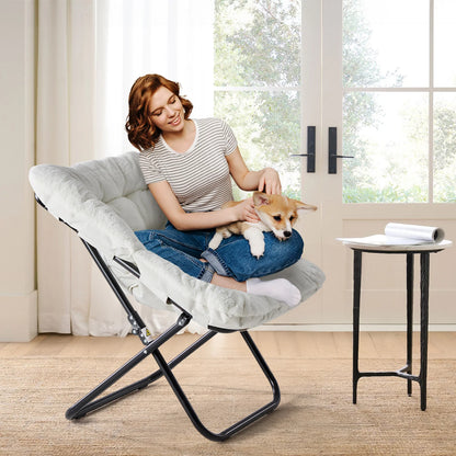 Plush Folding Saucer Chair - Moon Chair | Cozy Complete Homes