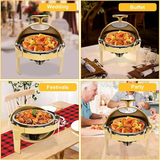 Round Chafing Dish Buffet Set 6.3 QT | Cozy Complete Homes