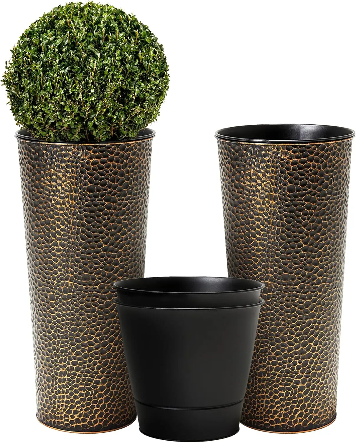 2-Pack 25" H. Metal Planter with 2X Inside Pots | Cozy Complete Homes