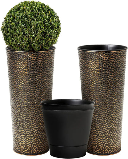 2-Pack 25" H. Metal Planter with 2X Inside Pots | Cozy Complete Homes