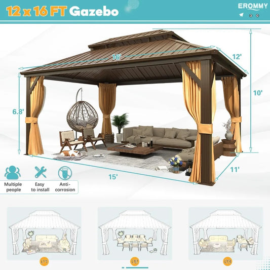 Heavy-Duty Hardtop Gazebo - Outdoor Shelter | Cozy Complete Homes