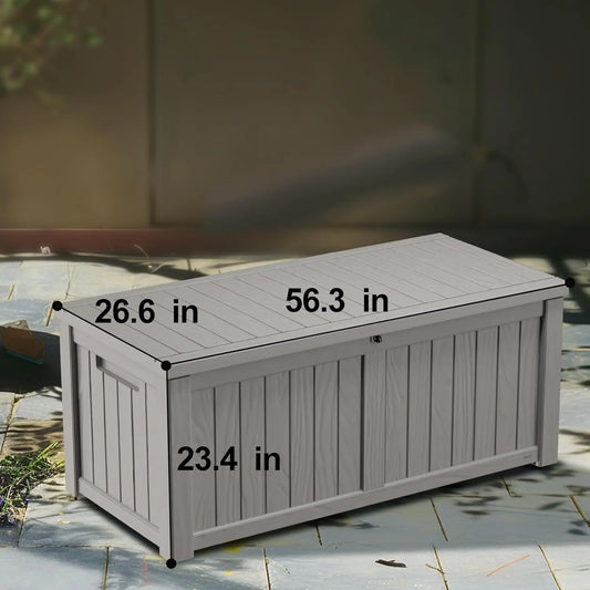 Weatherproof 120-Gallon Garden Deck Box - Lockable Outdoor Storage