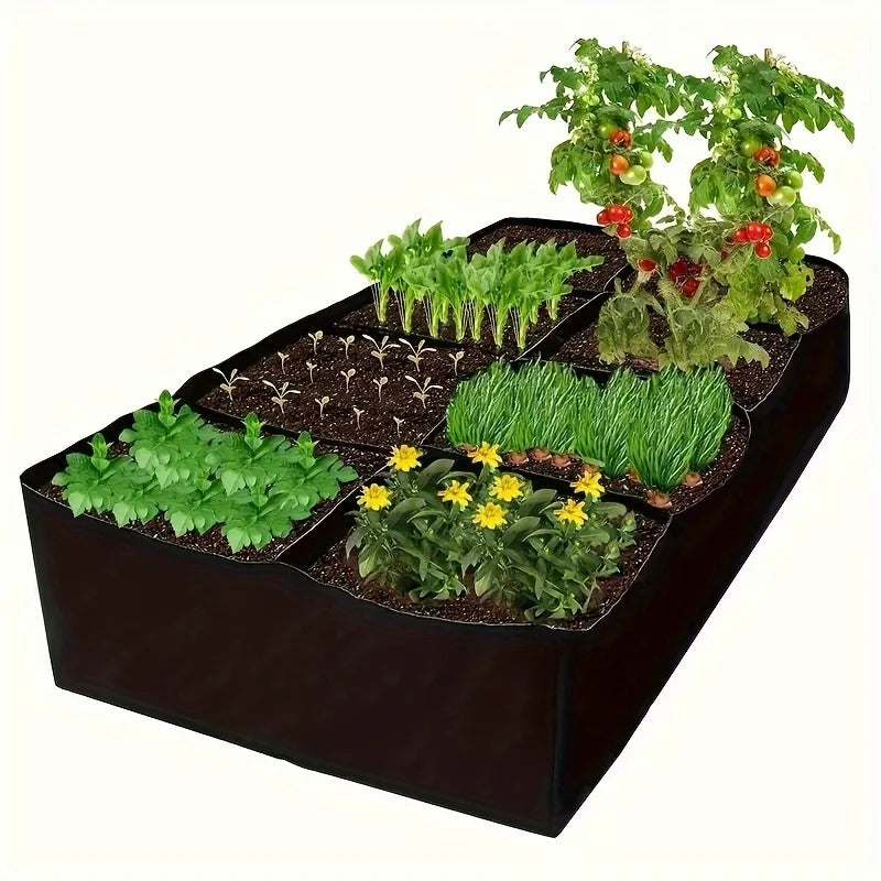 128-Gallon Large Raised Garden Bed - 8-Grid Fabric Grow Bag