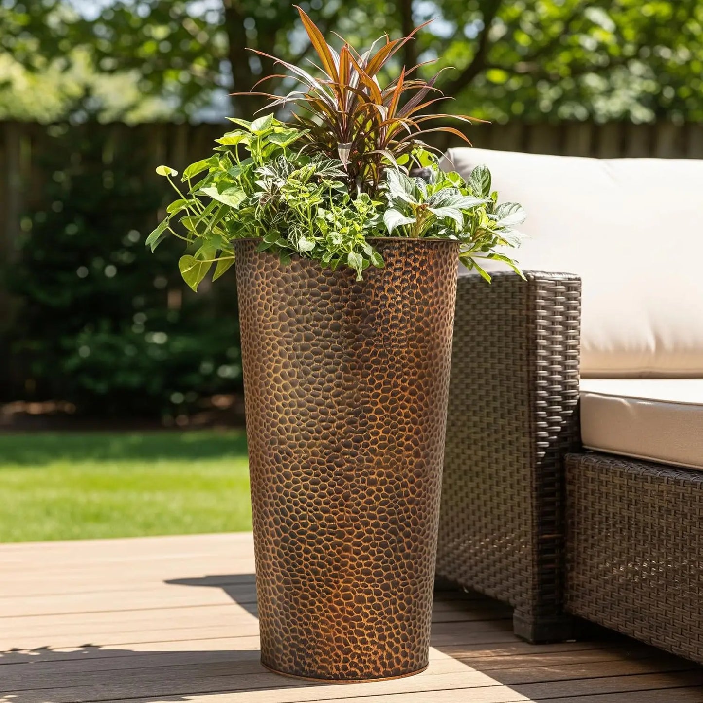 2-Pack 25" H. Metal Planter with 2X Inside Pots | Cozy Complete Homes