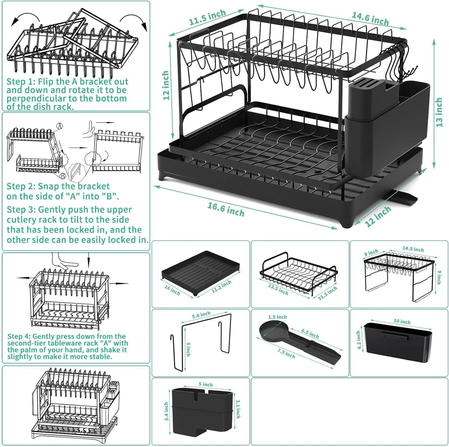 Kitchen Countertop 2-tier Dish Drying Rack | Cozy Complete Homes