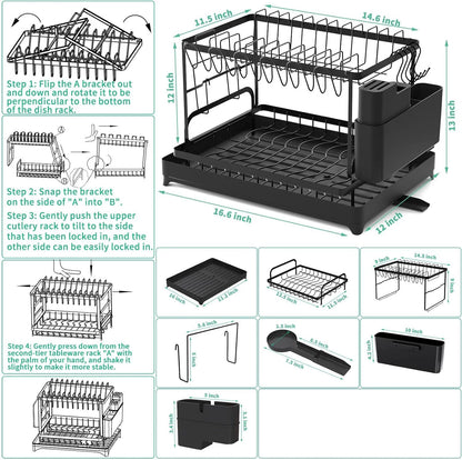 Kitchen Countertop 2-tier Dish Drying Rack | Cozy Complete Homes