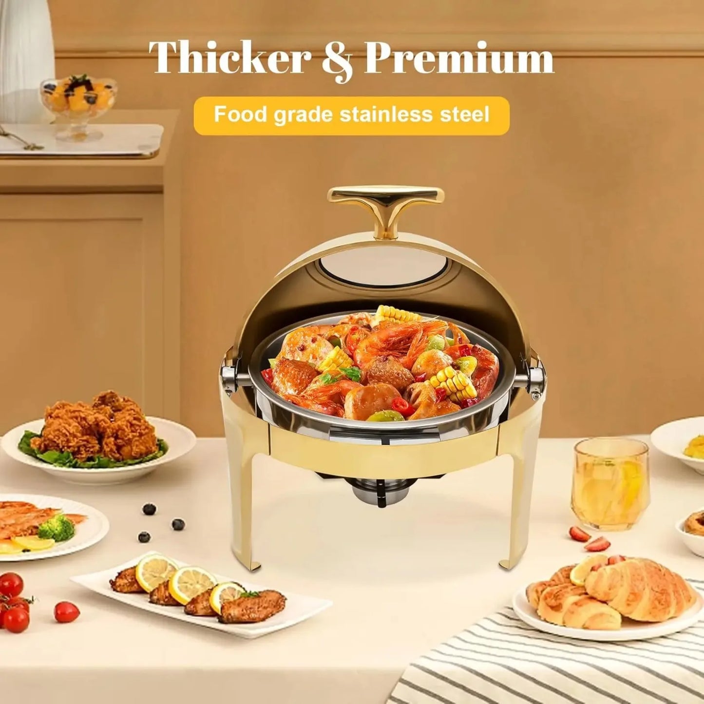 Round Chafing Dish Buffet Set 6.3 QT | Cozy Complete Homes