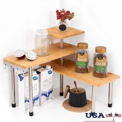3 Tier Bamboo Kitchen Countertop Organizer | Cozy Complete Homes