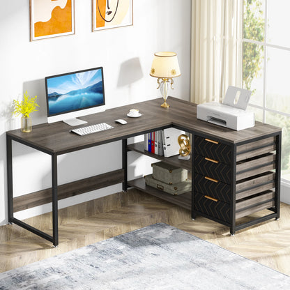 L-Shaped Computer Desk with Storage Drawers | Cozy Complete Homes